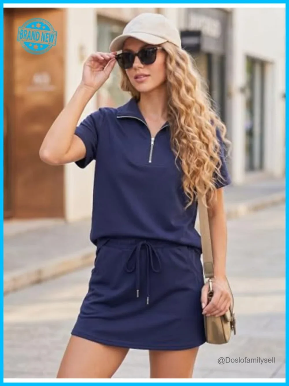 Women's Two Piece Skirt Set Half Zip Top & Skorts Matching Set for Tennis